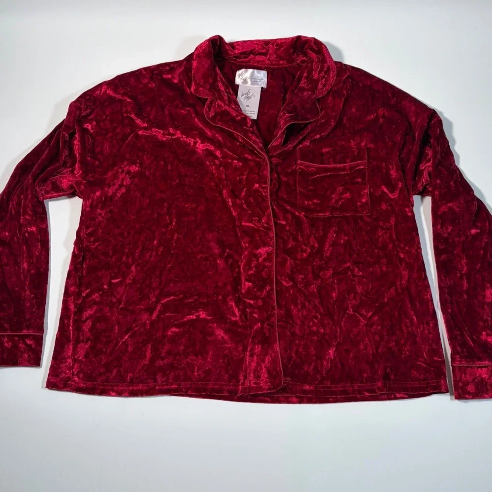 Lord & Taylor Women's XXL Crimson Crushed Velvet Velour Pajama Set